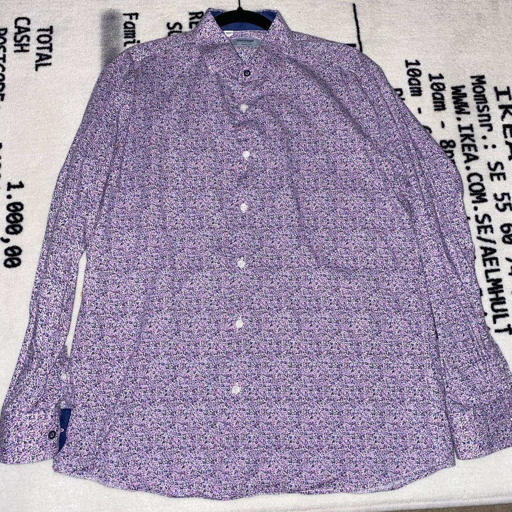 Duchamp London Pattern Long Sleeve Button-up Shirt